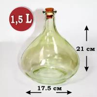 Бутыль стеклянная "Тора" 1,5 л зеленая