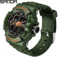 Наручные часы Sanda Часы Sanda 02 6025-3 GREEN-ORANGE, зеленый