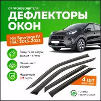 Дефлекторы боковых окон Kia Sportage 4 (Киа Спортейдж) QL 2015-2021, ветровики на двери автомобиля, ТТ