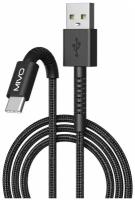 Кабель для зарядки USB-Type-C Mivo MX-47T, 1м, 2.4А, оплетка, Black черный