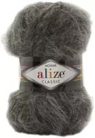 Пряжа Alize Mohair Classic New (Мохер Классик Нью) - 1 моток Цвет: 196 темно-серый меланж 25% мохер, 24% шерсть, 51% акрил 100г 200м