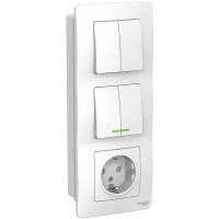 Блок Systeme Electric (schneider Electric) SCHNEIDER ELECTRIC BLANCA з/к шт 16А, 250В + выкл 2-кл. с подсв. + Выкл 2-кл. Белый