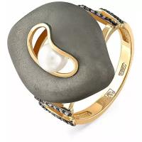 Кольцо KABAROVSKY желтое золото, 585 проба, жемчуг, бриллиант