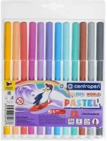 Фломастеры 12 цветов, Centropen Colour World Pastel 7550/12 TP, пастельные, в блистере