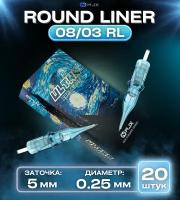 WJX ULTRA Картриджи для тату и татуажа Round Liner 08/03 RL 0,25 мм модули для перманентного макияжа