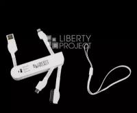 USB кабель "LP" 3 в 1 карманный белый (micro USB/Apple Lightning 8-pin/Apple 30 pin)