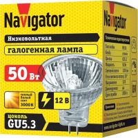 Лампа галогенная точечного освещения Navigator 94 204 12В, 50 Вт, GU 5.3, теплый свет 3000К, упаковка 10 шт