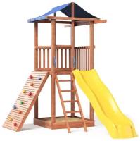 Детский игровой комплекс спортивный уличный для дачи во двор с горкой песочницей и скалодромом СГ5-тент