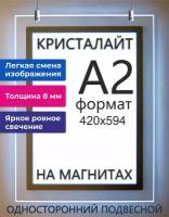 Тонкая панель световая светодиодная кристалайт односторонняя подвесная формат А2