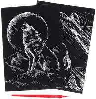 Набор гравюр А5 "Волк и летчик" с золотой основой и металлическим эффектом, 2 шт