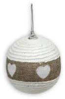 Елочный шар B&H Шар с сердечками BH1629, белый, 8 см