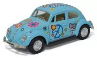 Металлическая машинка игрушка1:32 1967 Volkswagen Classical Beetle (Пастельные цвета с принтом) KT5375DF инерционная / Голубой