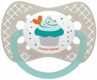 Силиконовая симметричная пустышка Canpol Babies CupCake, 0-6 мес, серый