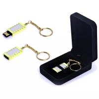 Подарочный набор флешка Кулон (64 Гб / GB USB 2.0 Золотой/Gold MiniDiamond_N8 Подарок на праздик 8 марта с гравировкой от коллег)