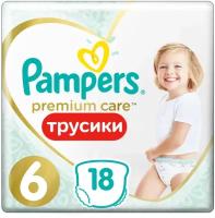 Pampers трусики Premium Care 6, 15+ кг, 18 шт., белый