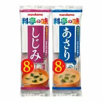 Мисо-суп Kabushiki с моллюсками 8 порций Marukome, 152 г х 2 шт, ассорти(Шиджими, Ассари)