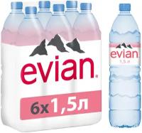 Вода минеральная Evian ПЭТ 1,5 л негаз. 6 шт/уп