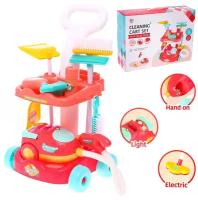 Игровой набор для уборки с аксессуарами Cleaning Cart Set, 51х30х27 см, тележка, пылесос, швабра, совок, щётка, губка, набор для девочек