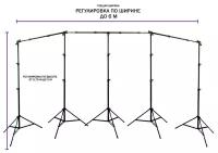 Переносной каркас для фотофона KF-600Z с регулировкой по высоте до 200 см и ширине до 600 см с возможностью поворота горизонтальной планки