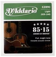 Набор струн для акустической гитары D'ADDARIO EZ890 AMERICAN BRONZE 85/15 SUPER LIGHT 9-45