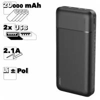 Универсальный внешний аккумулятор REMAX RPP-166 Lango 20000mAh, 2xUSB, 2.1А, Li-Pol (черный)