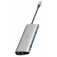 Переходник - Хаб WiWU Alpha 11 in 1 Type C to x3 USB 3.0, USB 2.0, Type C, RJ45, HDMI, VGA, AUX 3,5 мм, Cardreader Adapter, серый