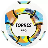 Мяч футбольный TORRES Pro, арт. F320015, размер 5, 14 панелей PU, 4 подкладочных слоя, ручная сшивка, белый-золотистый-черный