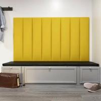 Мягкие стеновые панели, изголовье кровати, размер 20*100, комплект 2шт, цвет желтый