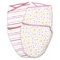 Конверт на липучке Summer Infant Swaddleme LuxeWhisper Quiet, размер S/M, (2 шт.), розовые/желтые полоски 58793