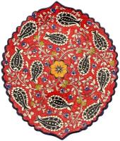 Ляган Риштанская Керамика "Цветы", 42 см, овальный, рифлёный