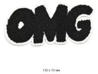 Аппликации пришивные махровые "OMG", цвет: черный, 13х7 см, 10 штук