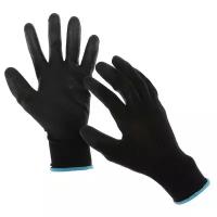 Перчатки нейлоновые, с латексной пропиткой, размер 9, чёрные