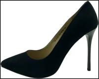 Melani туфли женские лодочки кожа лак рифленый каблук (1760) Размер: 36, Цвет: Черный