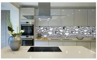 Кухонный фартук ABS/Cтеновая панель с уф-печатью серебряные капли 4000х600х1,5 мм