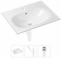 Комплект 3 в 1 Lavinia Boho Bathroom Sink 21520475: врезная фарфоровая раковина 60 см, металлический сифон, донный клапан