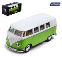 Машина металлическая VOLKSWAGEN TRANSPORTER T1, 1:32, открываются двери, инерция, цвет зелёный