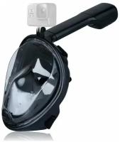 Маска для снорклинга чёрная L-XL / полнолицевая маска / маска для плавания / маска для подводного плавания / маска для дайвинга