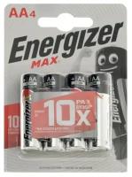 Energizer Батарейка алкалиновая Energizer Max, AA, LR6-4BL, 1.5В, блистер, 4 шт