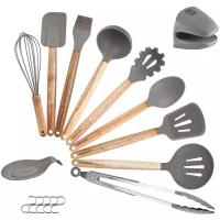 Набор кухонных принадлежностей из дерева и силикона / кухонная утварь (11 предметов)