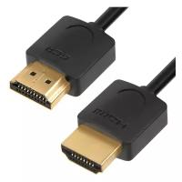 Greenconnect Кабель SLIM 3.0m HDMI 2.0, черный Slim, OD3.8mm, HDR 4:2:2, Ultra HD, 4K 60 fps 60Hz, 3D, AUDIO, 18.0 Гбит/с, 32/32 AWG, GCR-51597