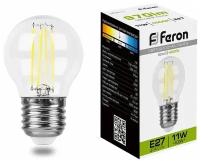 Лампа светодиодная LED 11вт Е27 белый шар FILAMENT. 38016 FERON