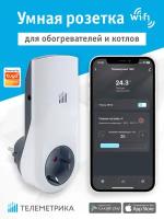 Умная Wi-Fi розетка Телеметрика Т80i с датчиком температуры, Алисой и таймером