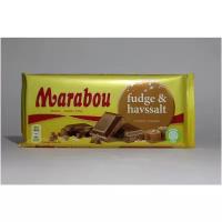Шоколад молочный Marabou(Марабу) Fudge & havssalt c помадкой и морской солью 185 гр ( Швеции)