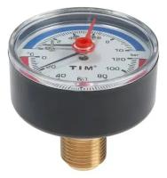 Термоманометр аксиального подключения 1/2" - 4 бар TIM арт. Y-80T-4bar