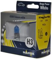 Лампа галогенная H3 12V 55W "NARVA" (Range Power White, голубой спектр, бокс) (2 шт.)