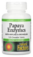 Пищевая добавка Natural Factors Papaya Enzymes with Amylase & Bromelain (Ферменты Папайи с Амилазой и Бромелаином) 120 жевательных таблеток