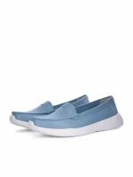 Голубые женские кожаные туфли мокасины без каблука Marisetta 40-41WA-010V
