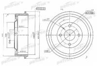 Барабан тормозной задн FORD: CAPRI II 74-77, CAPRI III 78-87, SIERRA 87-93, SIERRA хечбэк 82-86, SIERRA хечбэк 87-93, SIERRA универсал 82-86, SIE Patron PDR1056