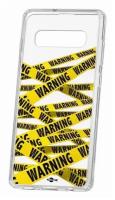 Чехол для Samsung Galaxy S10 Plus Kruche Print Warning, пластиковая накладка, силиконовый бампер с защитой камеры, защитный прозрачный кейс с рисунком