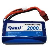 Аккумулятор Li-Ion Spard 2000mAh, 7,4V, 15C, T‐plug для Remo Hobby 1/16, Himoto 1/18